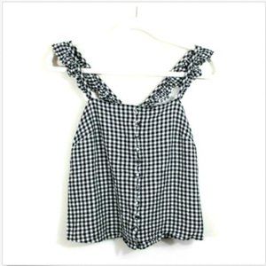 Madewell Ruffle Strap Cami Top Gingham Check S 4